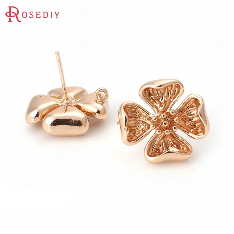 6 шт 17 5 мм 24K Шампань золото Цвет с латунным покрытием серьги гвоздики в виде