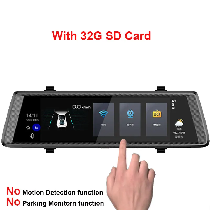 With 32G sd card Kampacar приводной Регистратор Автомобильный видеорегистратор для автомобилей Android 3g gps Автомобильный видеорегистратор Wifi зеркало заднего вида bluetooth с камерой два видеорегистратора - Название цвета: With 32G sd card