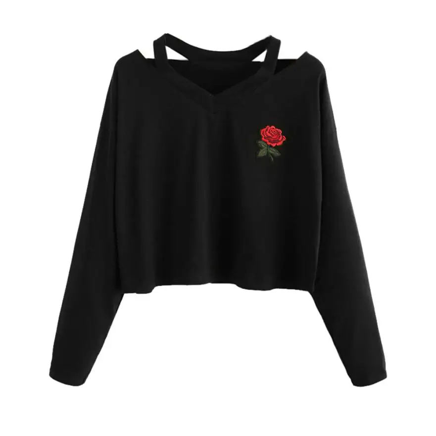 Женская толстовка с вышивкой длинным рукавом принтом розы|woman fashion hoodies|women hoodieslong