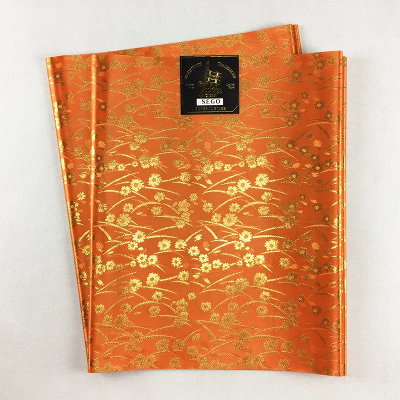 orange gele нигерийский Sego головной галстук африканская повязка ткань 043new дизайн ASO OKE ipele много цветов - Цвет: orange