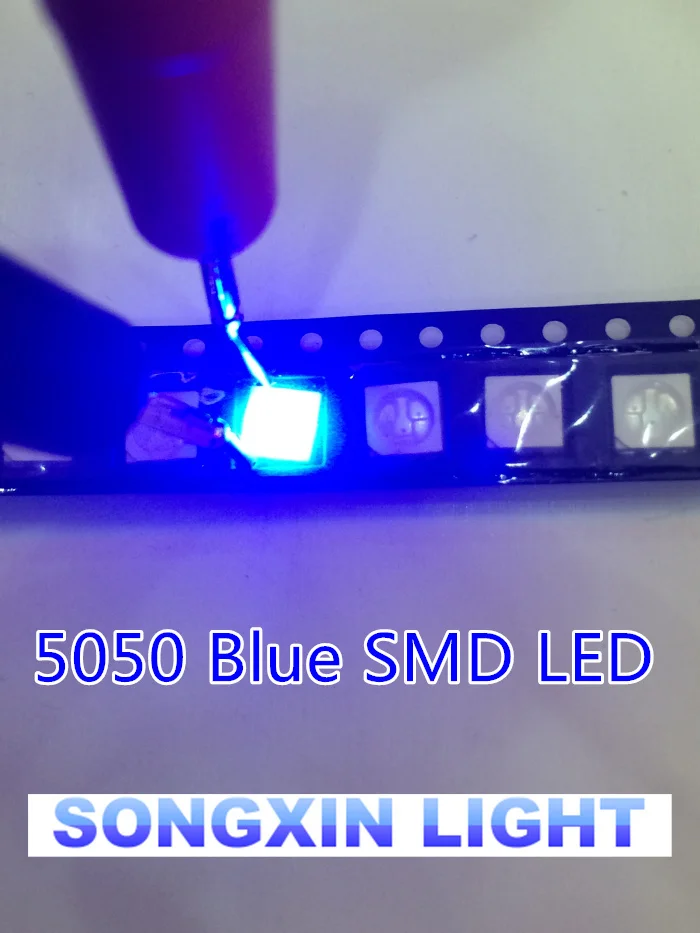 100 шт. светодиодные диоды 5050 синие smd/smt plcc 6 3 chips ультраяркие светоизлучающие