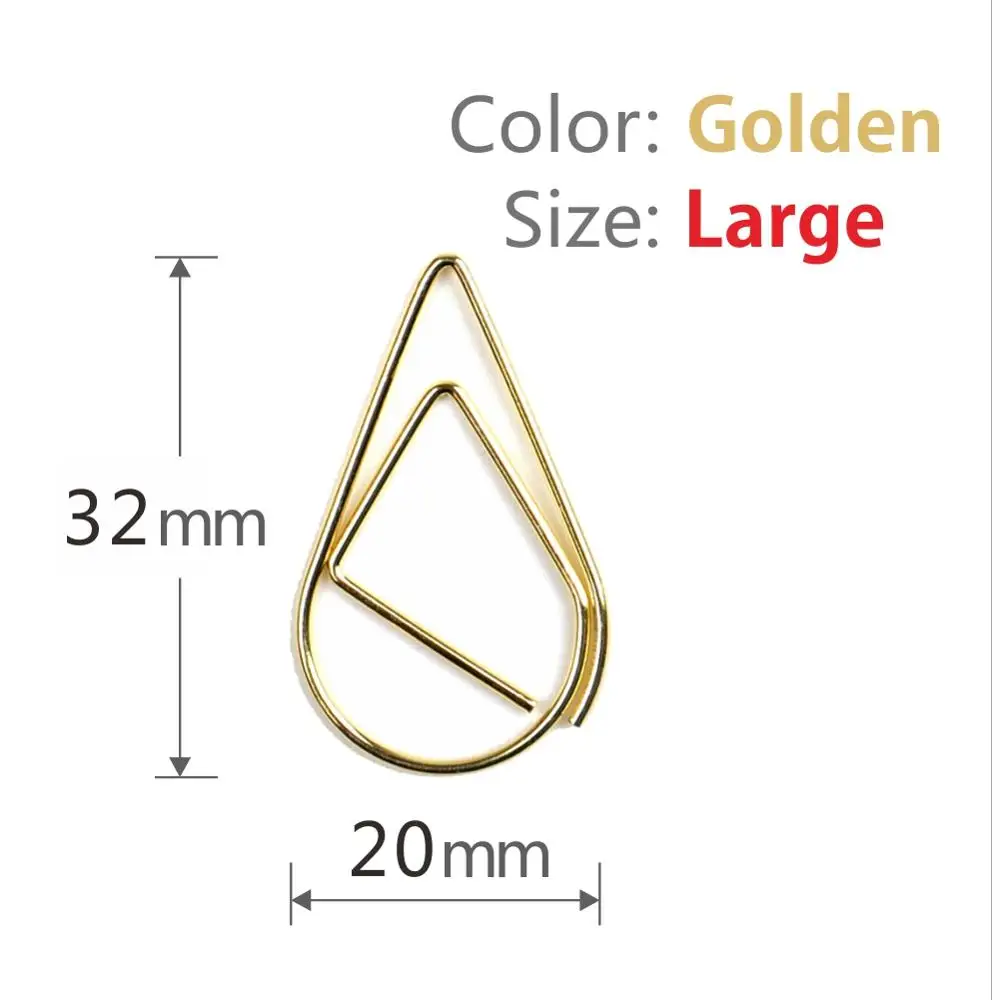 Golden L 10 шт./партия металлические капельные скрепки для бумаги необычной формы золотого и серебристого цвета Kawaii закладка для офиса и школы маркировка канцелярских принадлежностей зажимы - Цвет: Golden L