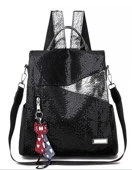 Sequinblack Женский рюкзак, модный тренд, рюкзак с блестками, повседневная, дикая, многофункциональная, дорожная сумка, мягкая сумка, Большая вместительная сумка - Цвет: Sequinblack