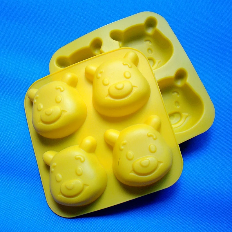 

Wholesale (2pcs/lot) Silicone Cake Mold 4 small Bear Shape chocolate mold handmade soap Ice Cream Mold Baking Mould