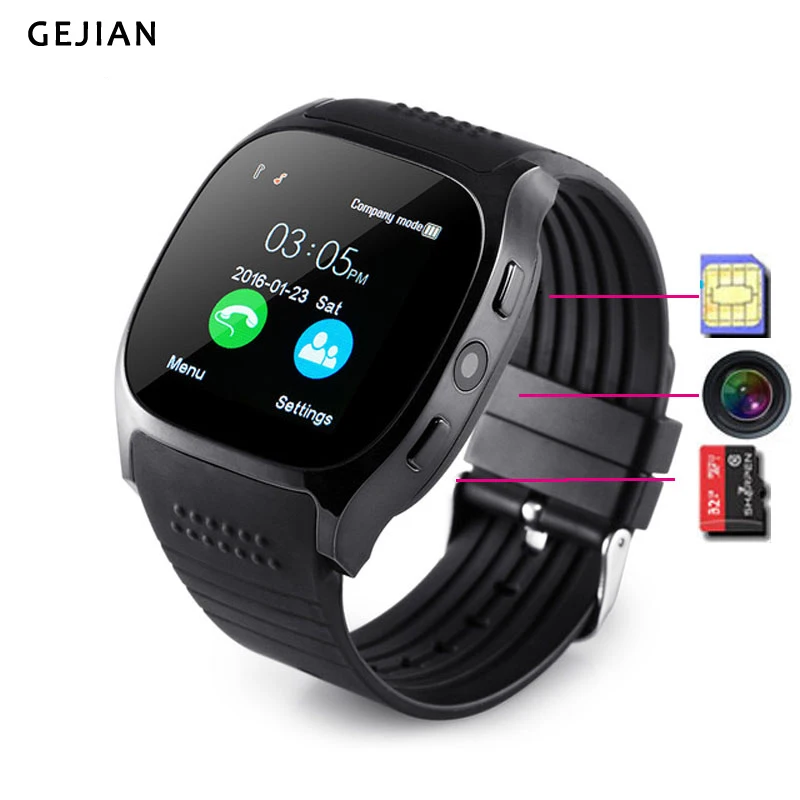 Bluetooth Smart Watch With Camera music Player Sports Wristwatch Support SIM TF Card Music for Android VS M26 DZ09 A1 | Электроника