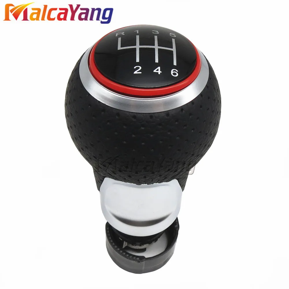 red 6 speed Для Audi A3 S3 8p 2003-2013 A4 S4 Q5 S-Line 2007- кожа переключения передач ручка переключения рулевого механизма автомобиля 12 мм 5/6 Скорость ручка - Название цвета: red 6 speed
