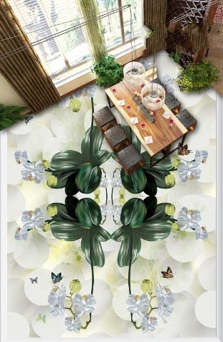 

[Self-Adhesive] 3D Leaf Phalaenopsis 8 Non-slip Waterproof Photo Self-Adhesive Floor Mural Sticker WallPaper Murals Wall Print