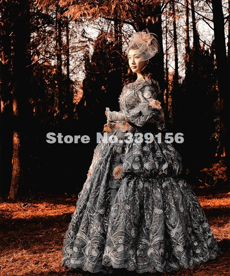Высокая-класс Винтаж серый 18th века Rococo барокко Мария Антуанетта Средневековый