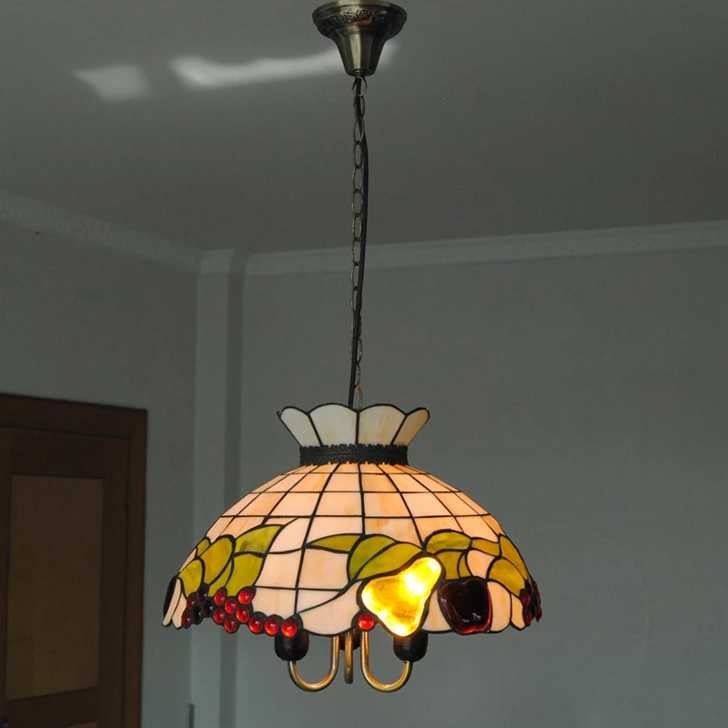 Витражная лампа в стиле Тиффани барокко подвесной светильник европейском с 3