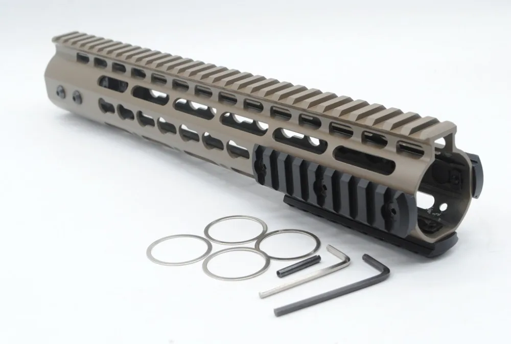 

TriRock Tan / Flat Dark Earth 12'' Length NSR Key Mod Rail Mount Handguard Free Float AR-15 with Aluminum/Steel Barrel Nut