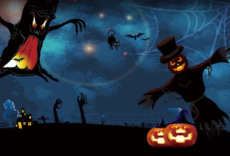 Фон для фотосъемки таинственный дом ведьмы Тыква Хэллоуин тема фон пугающий