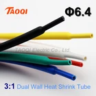 1 метр 6,4 мм термоусадочная трубка клей с клеем подкладка 3:1 усадка двойная стена термоусадочная трубка обертывание провода кабель