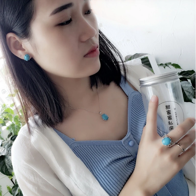 Черный/блестящий синий оникс агат голубой бирюзовый камень серебро 925 пробы