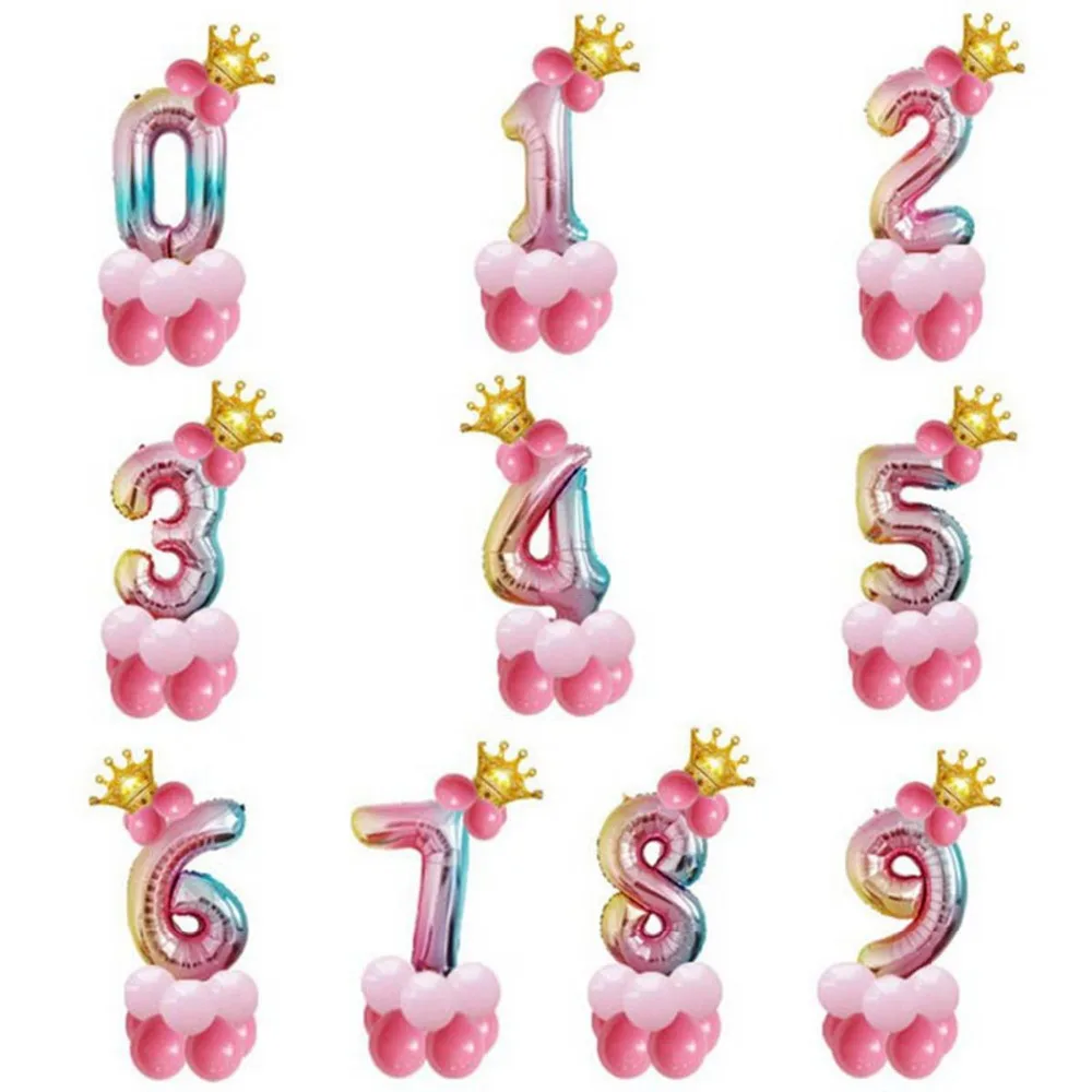 14 шт набор воздушных шаров на день рождения 32 дюйма Радужный номер баллон 12