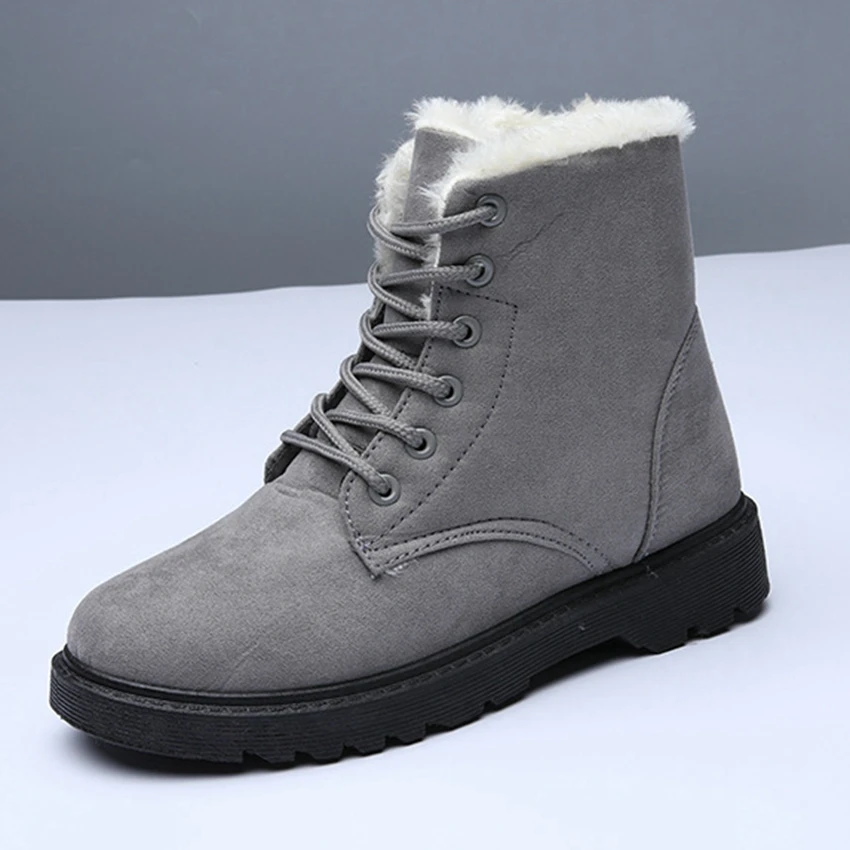 Для женщин Мода Меховые сапожки средней высоты на шнуровке Большие размеры без