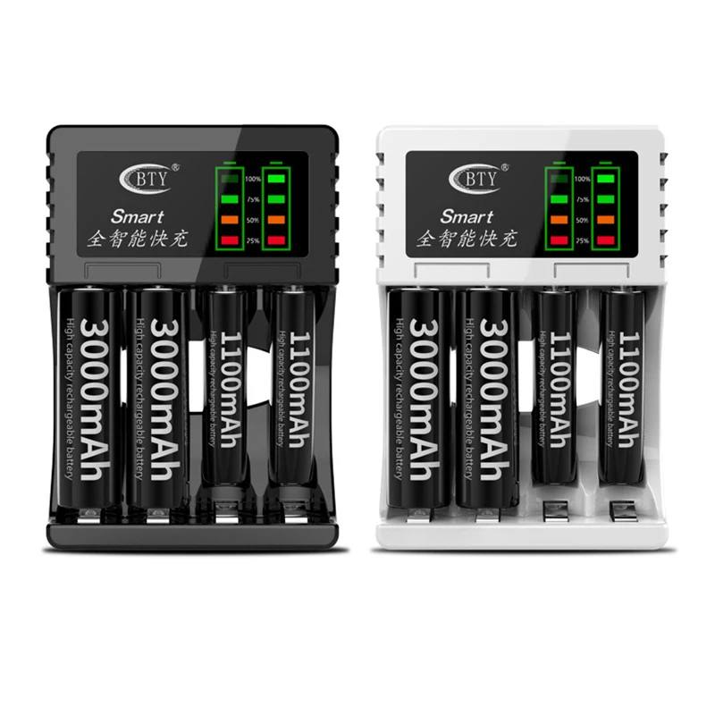 Умное зарядное устройство 4 слота светодиодный дисплей USB интеллектуальная