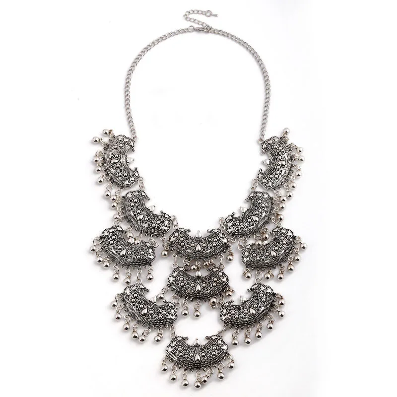 

Fashion Ball Tassel Necklaces & Pendants Boho Vintage Multi-layer Moon Collar Statement Necklace for Women