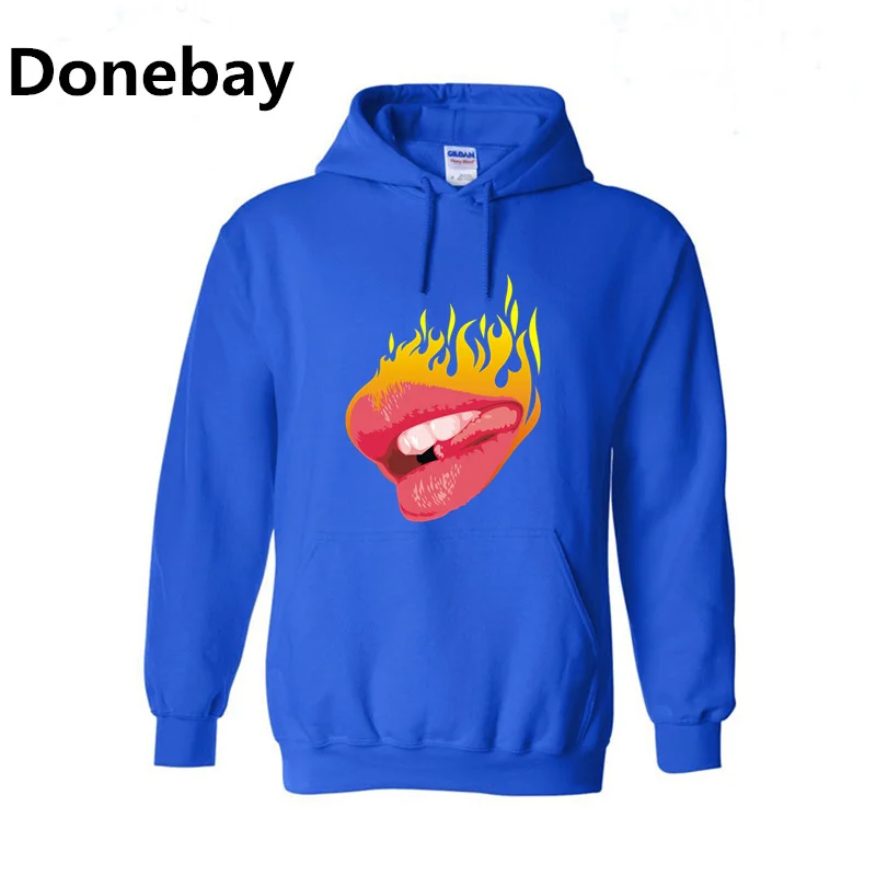 Donebay Сексуальные Горячие Губы Пламя Толстовки Кофты Hombres Fahion Хип-Хоп 2016 Мужчин И