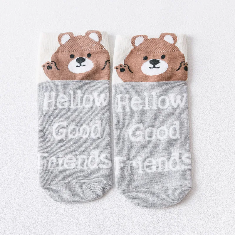 Японские носки Kawaii, 5 пара/лот, женские носки Harajuku с милыми буквами, медведь, кошка, носки с животными, зимние короткие, высокое качество, 20