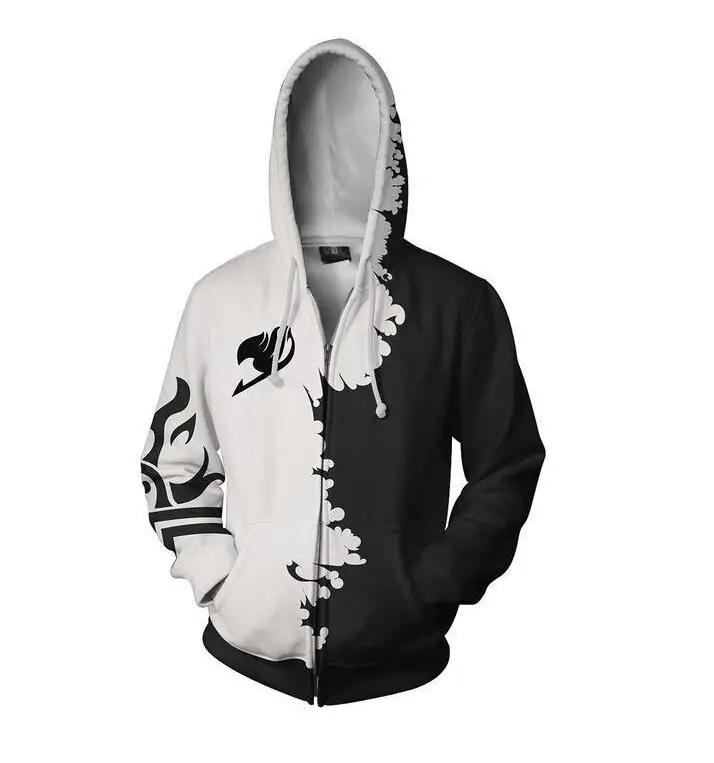 2018 Anime 3D Print Fairy Tail Gray Fullbuster Natsu Cosplay Hoodies Unisex Sweatshirts Casual Zipper hooded Jacket clothing | Мужская