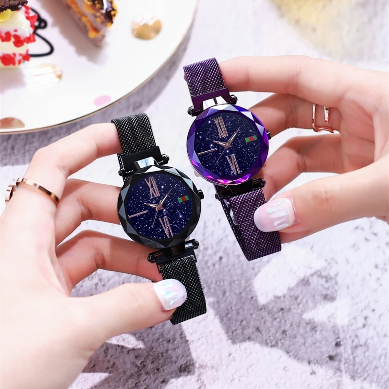 

Women Watch ONTHEEDGE Brand Quartz Watches TikTok Fashion Popular Star dial Trend Waterproof Mesh Strap Famle Lady Clock 521/522
