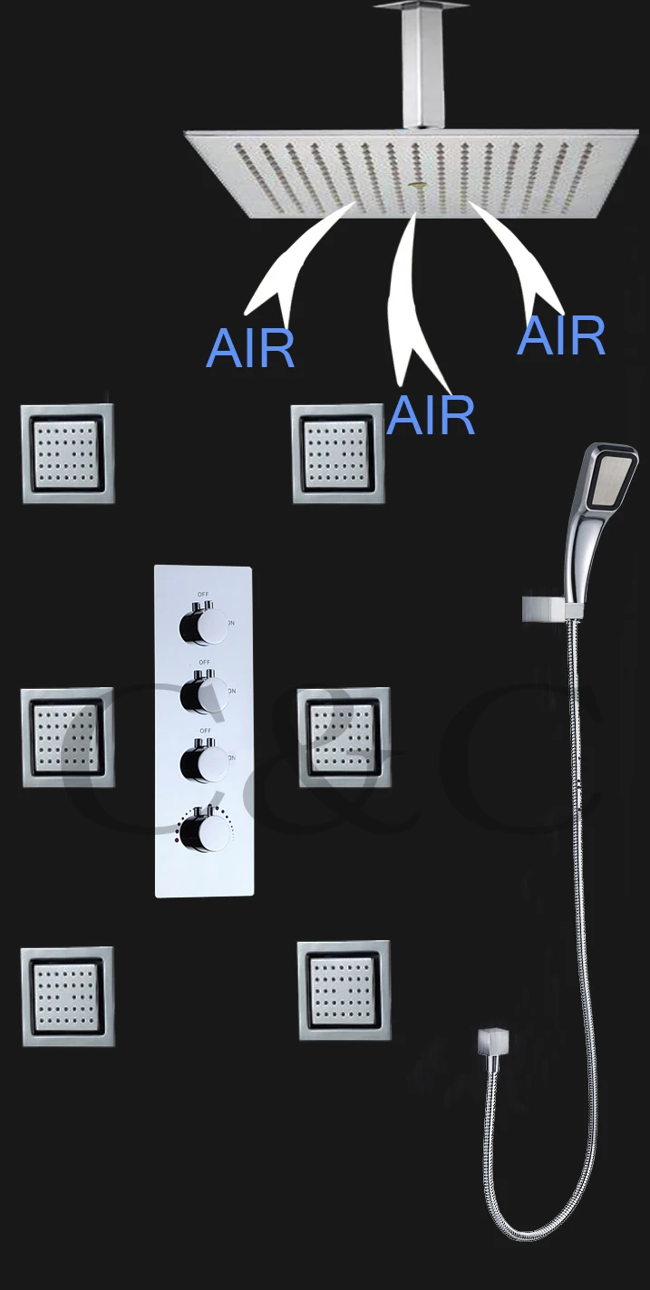 Дождевой смеситель для душа в ванную комнату Набор насадок экономия воды 16