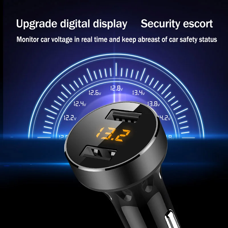 JaJaBor двойной Переходник USB для зарядки в машине Быстрая зарядка с светодиодный цифровой дисплей Quick Charge QC3.0 для камер мобильных телефонов DVR Tablet