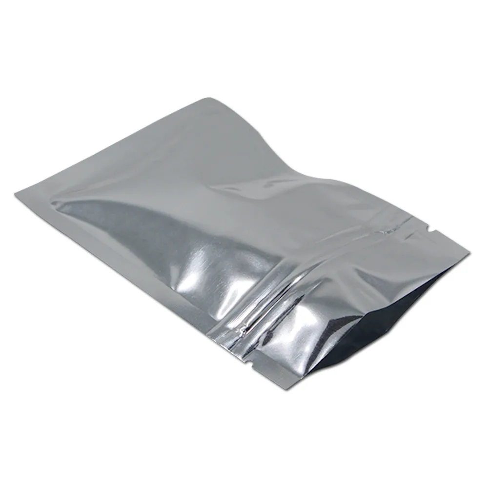 silver Розничная, 100 шт./лот, 12 цветов, застежка-молния, алюминиевая фольга, упаковка для еды, мешок для закусок, Mylar, плоская, самозапечатывающаяся, Ziplock, посылка, сумки - Цвет: silver
