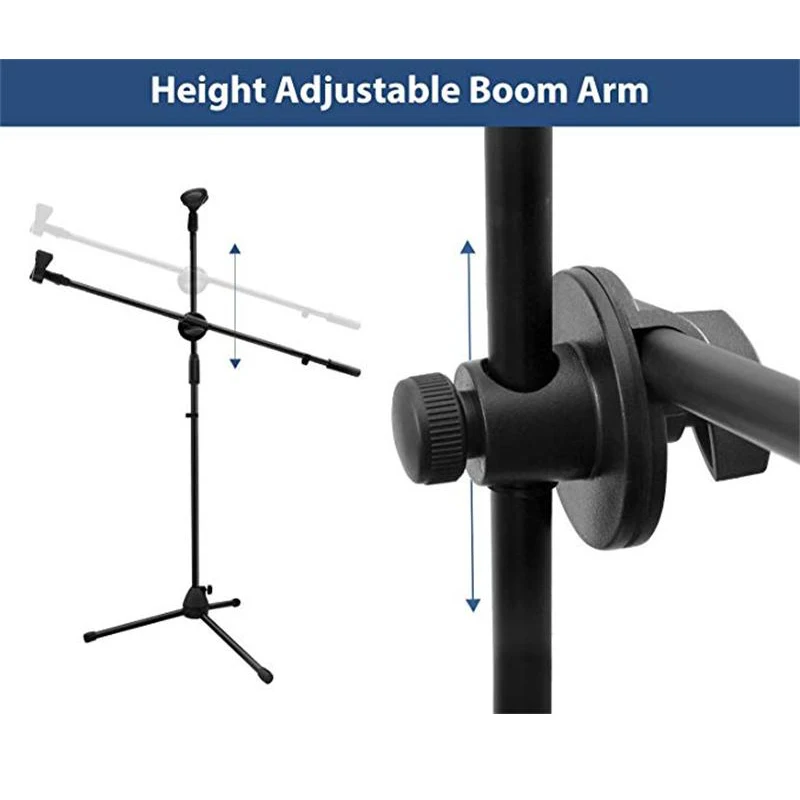 

FELYBY Floor Stand Microphone Holder Mic Stand Ajustable Stage Tripod Portable Retractable Dual Microphone Stand