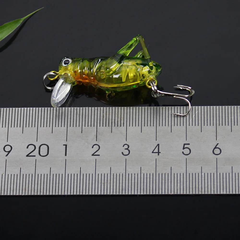 Lixada 5Pcs 4g / 4.5cm Artificial Fishing Lures Luminous Grasshopper Insect Shape Hard Baits Set Tackle Box Pesca | Спорт и