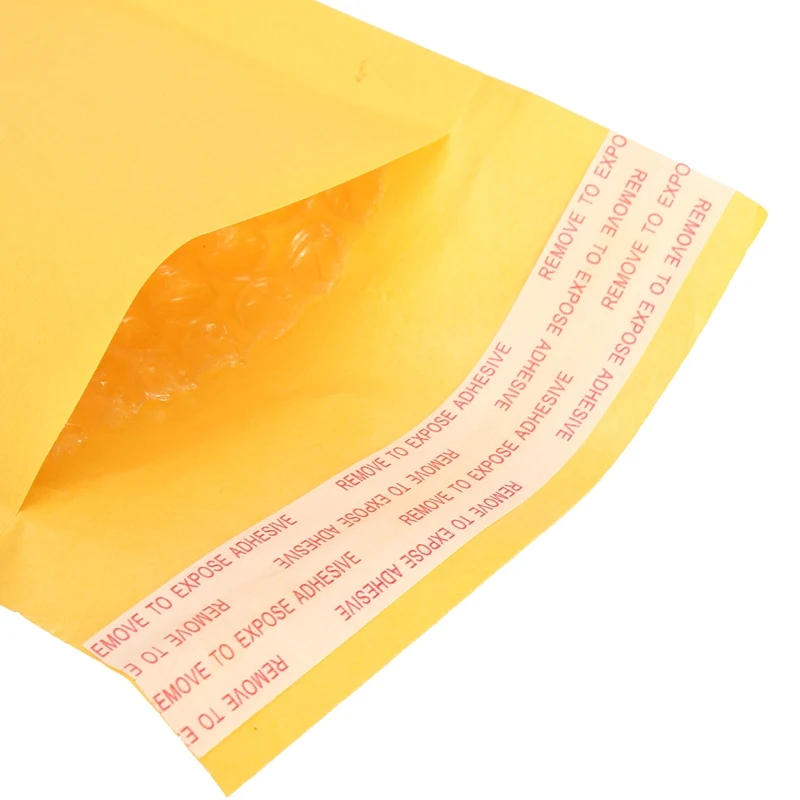 Kicute 50 шт./лот крафт-Пузырьковые конверты, мягкие конверты, желтые, Самоуплотняющиеся,, сумки 120x180 мм, канцелярские принадлежности для офиса и школы