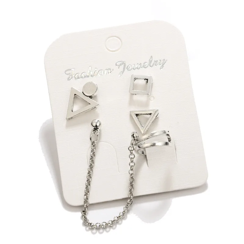 Серьги подвески серебряного цвета 4 шт.|Серьги-клипсы| |