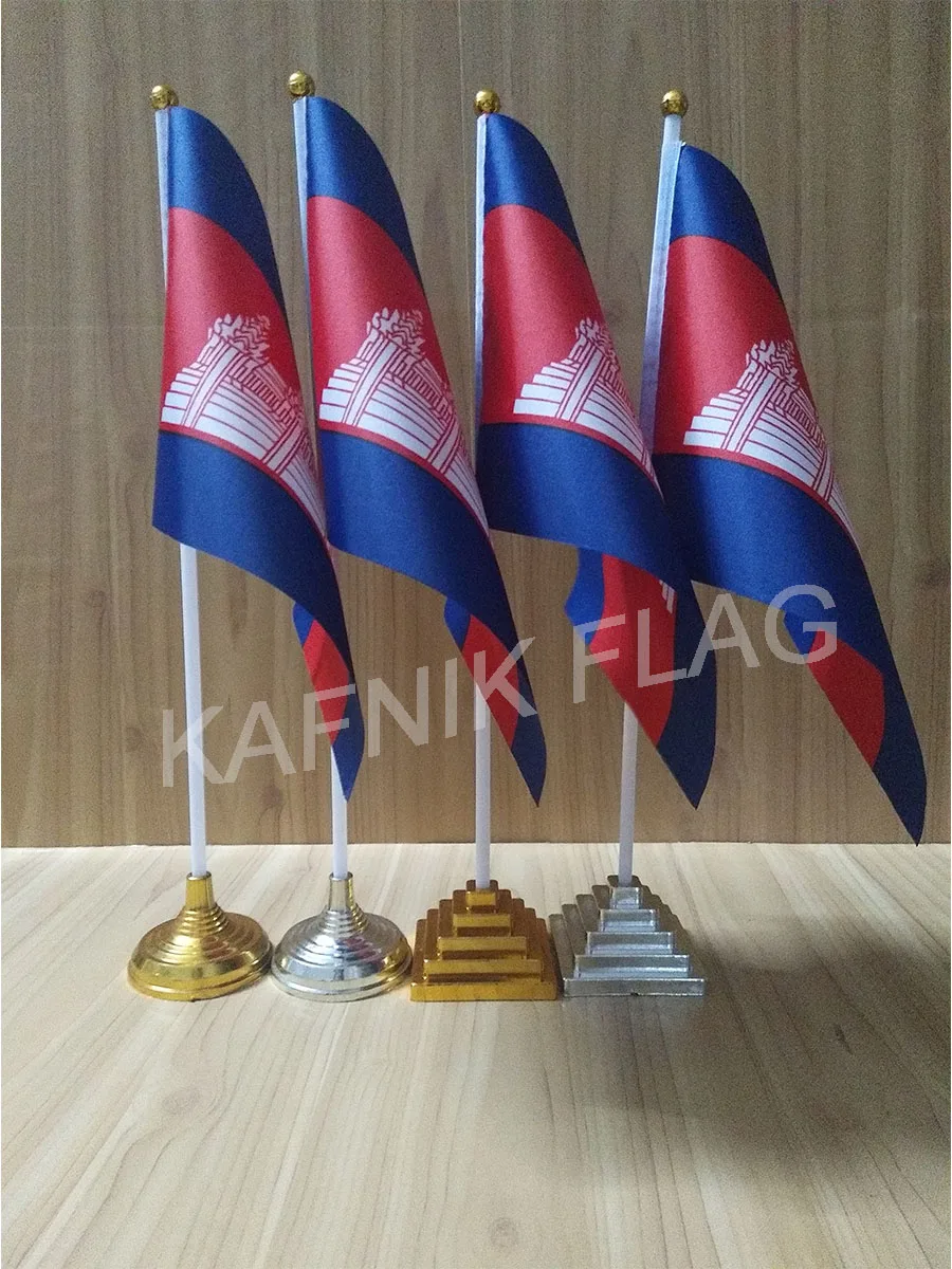 

KAFNIK,5/10pcs a lot Cambodia table desk flag banner 14*21cm flag /Plastic flags or suction cups for your choice free shipping