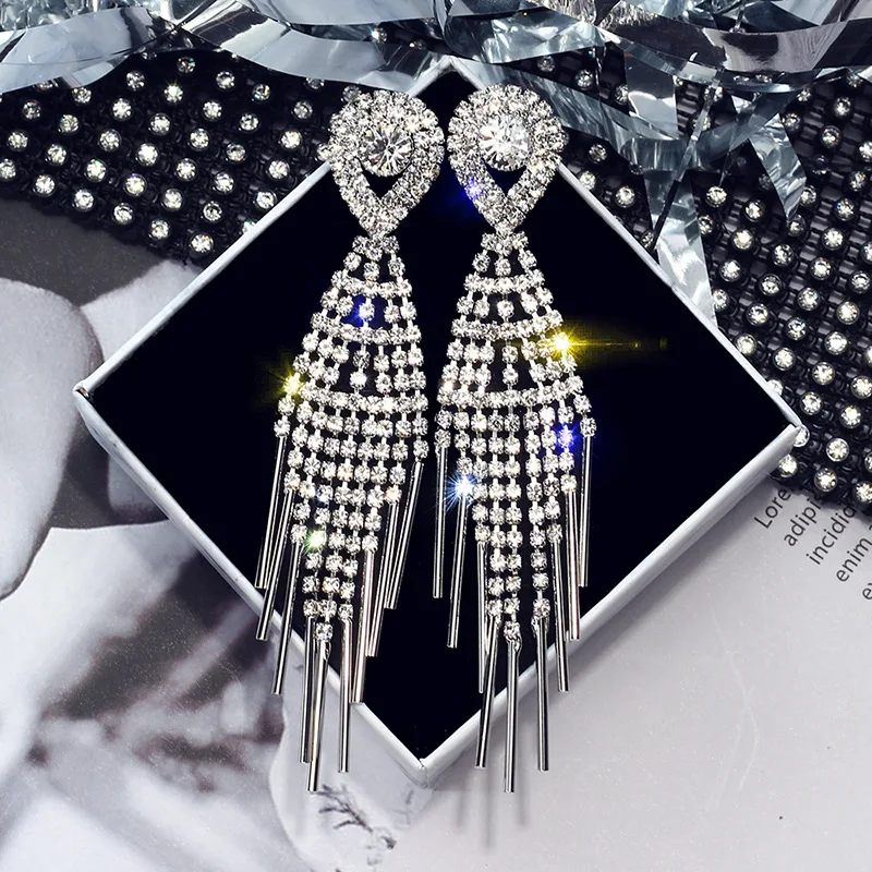 S925 Серебряные иглы полная дрель серьги кисточки женские европейские и