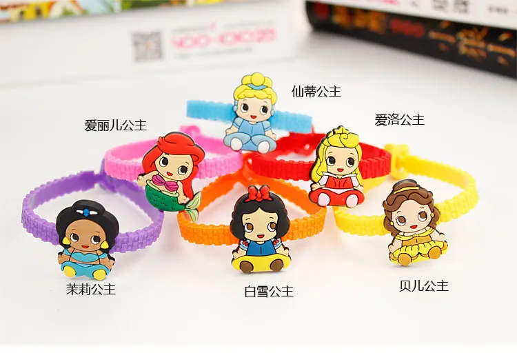 20pcs/lot Cartoon Mickey Minnie Duck Silicone Wristband Kids Bracelet Party Costume Birthday Party Take-home Favor Gift Goodie - Color: F