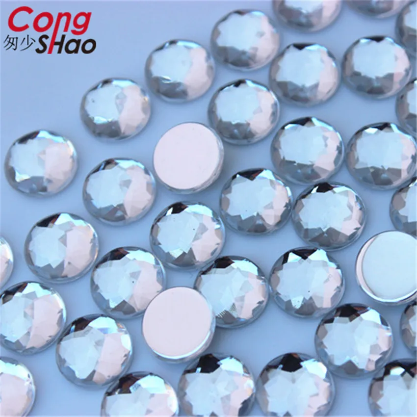 Cong Shao 100pcs 8mm Colorful Round Stones And Crystal Flatback Acrylic Rhinestone Trim Scrapbook DIY Wedding Dress Button ZZ750 | Дом и сад