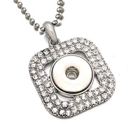 hot sale square 157 rhinestone snaps button necklace pendant necklace fit 18mm buttons for women charm jewelry gift