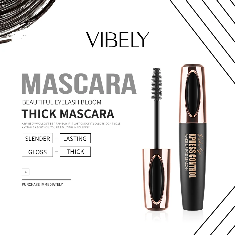 Черная тушь для ресниц Водонепроницаемая косметика 4D волоконная кисть туши