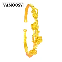 vamoosy boho hand carved plum flower open bracelets bangle top quality 24k gold plating bangle for women chinese style bijoux