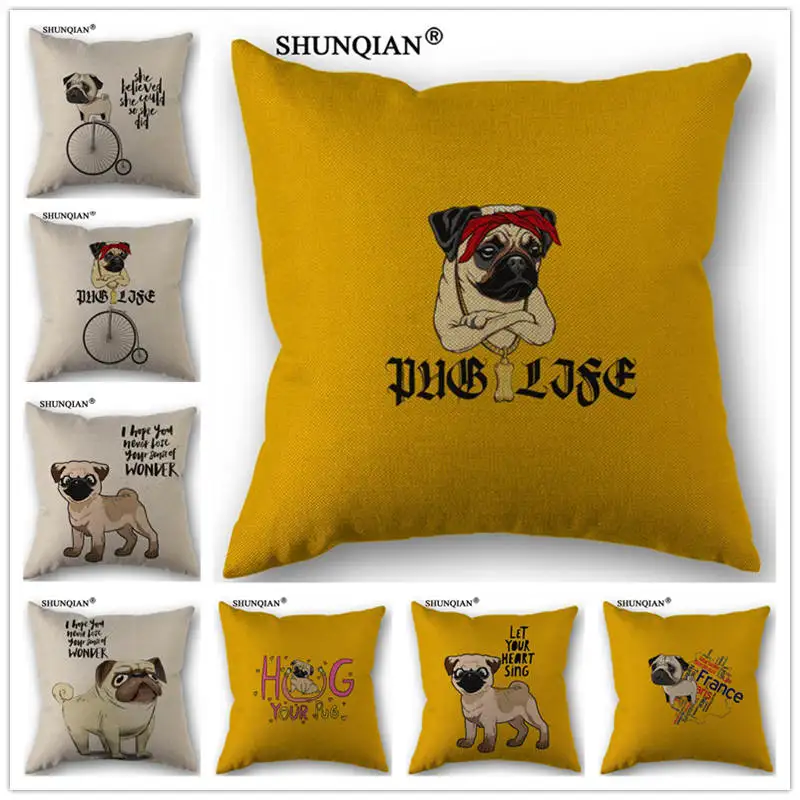 

C415117 Cute pet French bulldog Pillowcase custom Linen Throw Pillows Case 45x45cm Home Decorative Pillowcase