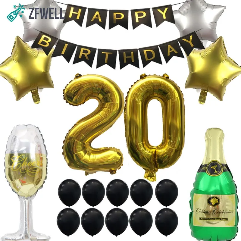 ZFWELL 19 шт./лот 32 дюйма Золотая цифровая бутылка матовый Звездный алюминиевый