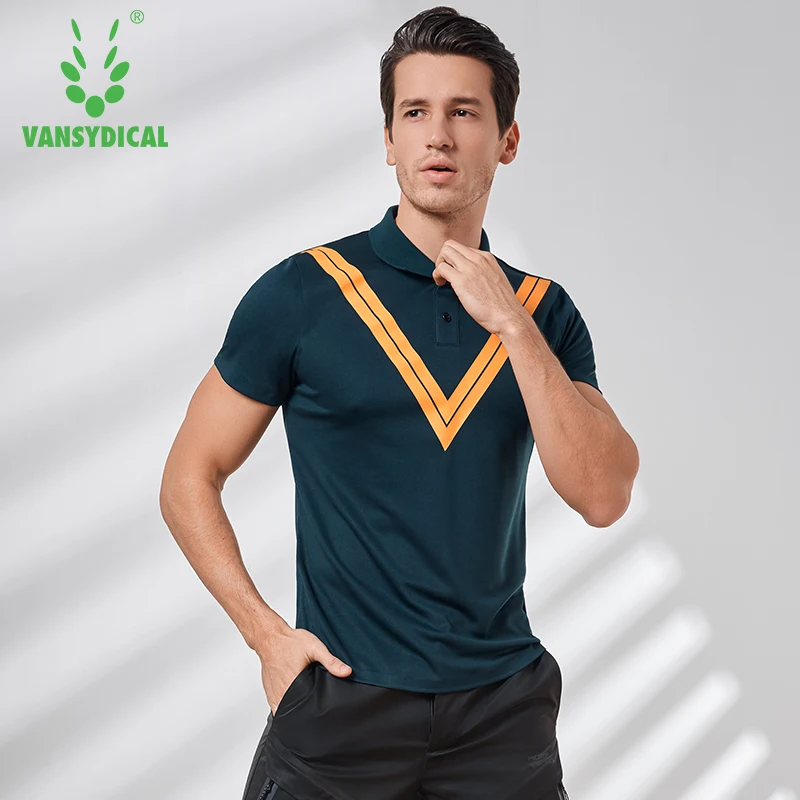 Мужские футболки для бега Vansydical спортивные футболки-поло с коротким рукавом