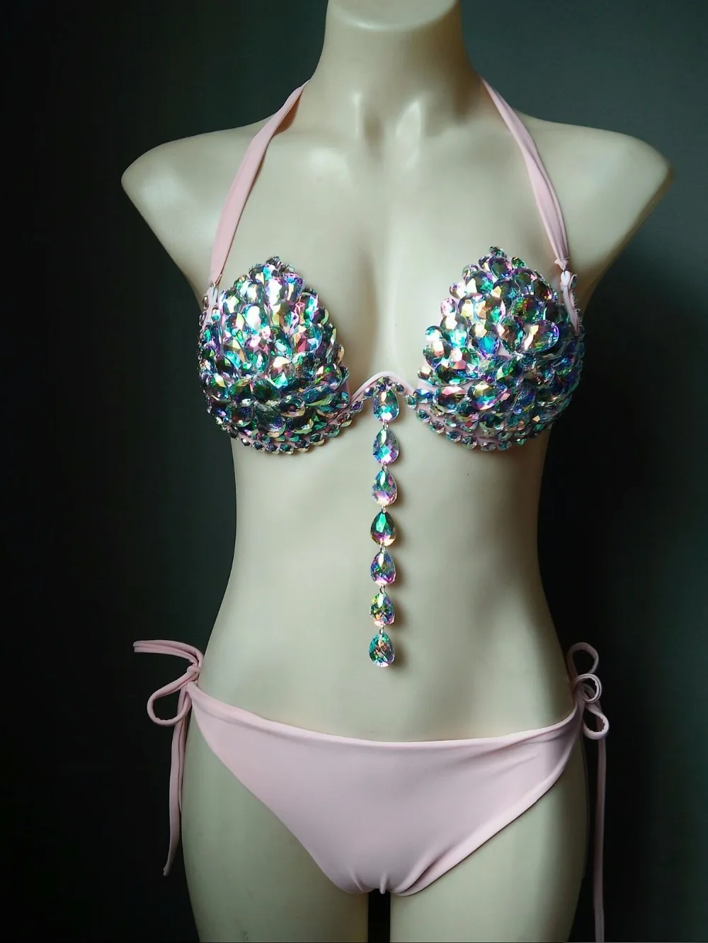 Женский комплект бикини Холтер кисточки из горного хрусталя высококачественный