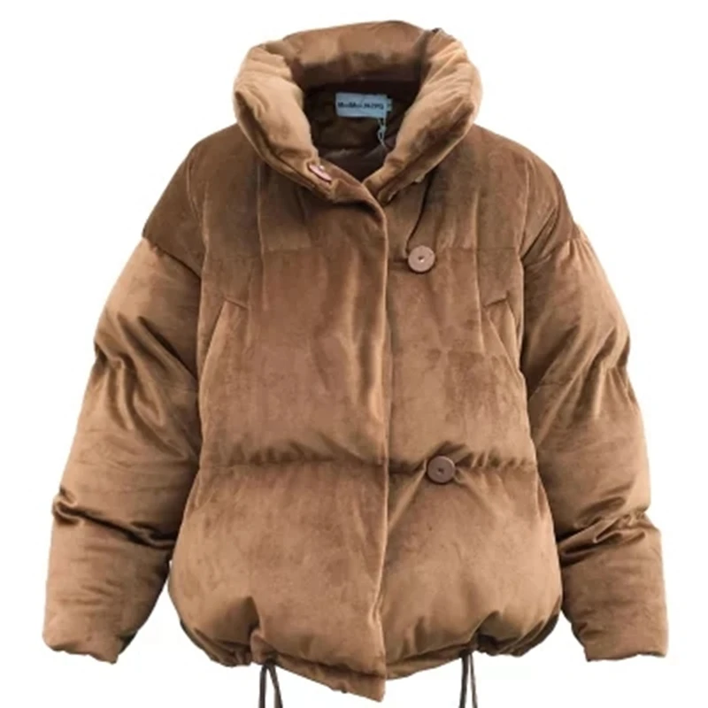 Женская Вельветовая парка с капюшоном большими карманами и ватной подкладкой