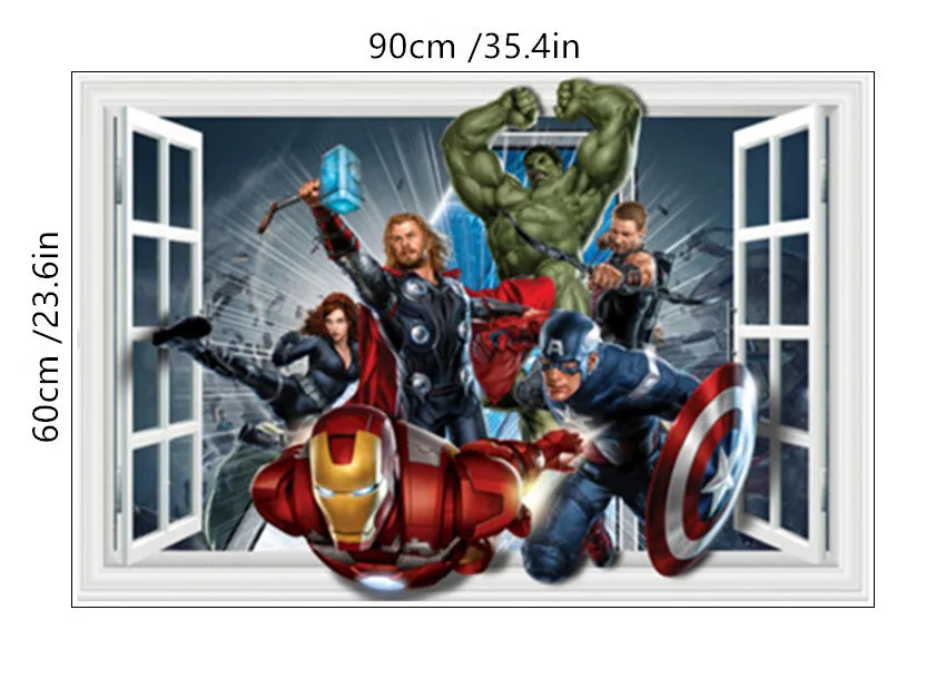 B459 Супер мощный Тор 3d сломанная стена для детской комнаты виниловые наклейки Мстители герой Плакат Украшение дома Марвел обои 60*90 см - Цвет: B459
