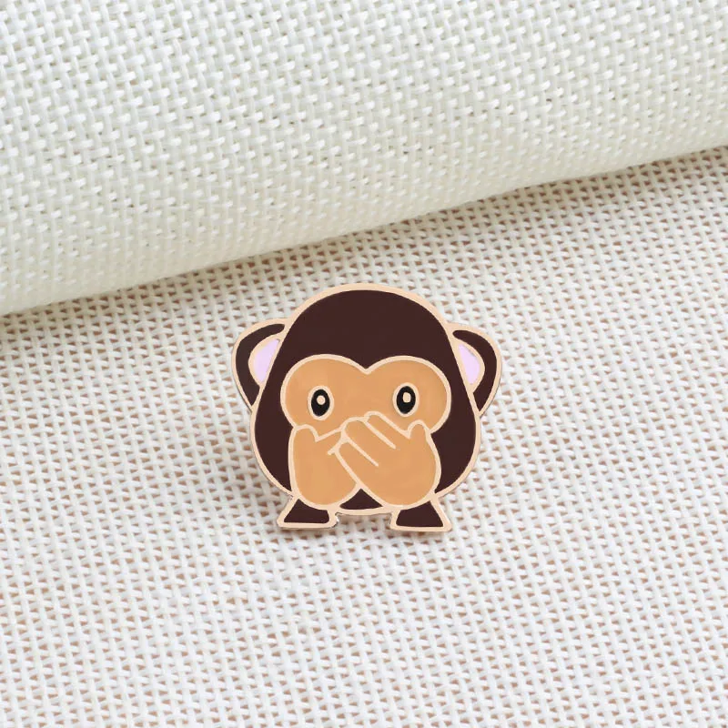 Monkey3 Милая пара кошка собака Броши «кролик» Мультяшные животные эмалированные булавки куртки пальто сумка Металлический Нагрудный значок Ювелирные изделия Подарки для детей - Окраска металла: Monkey3