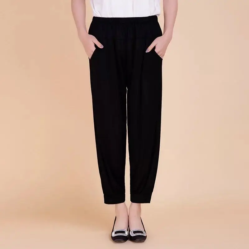 pants 2 Женская одежда, женские брюки, брюки длиной до щиколотки, с принтом, эластичные брюки с эластичной резинкой на талии, европейские летние тонкие брюки, женские Капри - Цвет: pants 2