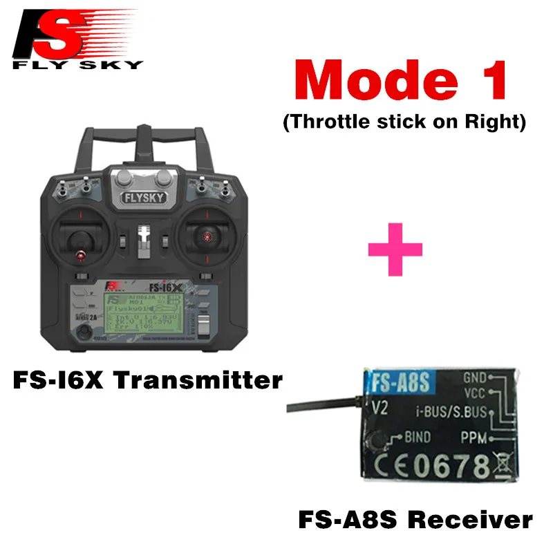 FS-i6X with A8S R Flysky FS-i6X 10CH 2,4 ГГц AFHDS 2A передатчика радиоуправляемой модели к компьютеру с FS-iA6B FS-iA10B FS-X6B FS-A8S приемник для RC Самолет режим 2 - Цвет: FS-i6X with A8S R