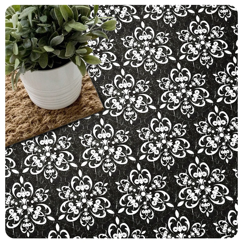 Черно белые наклейки на пол в стиле ретро ПВХ водостойкие настенные для ванной