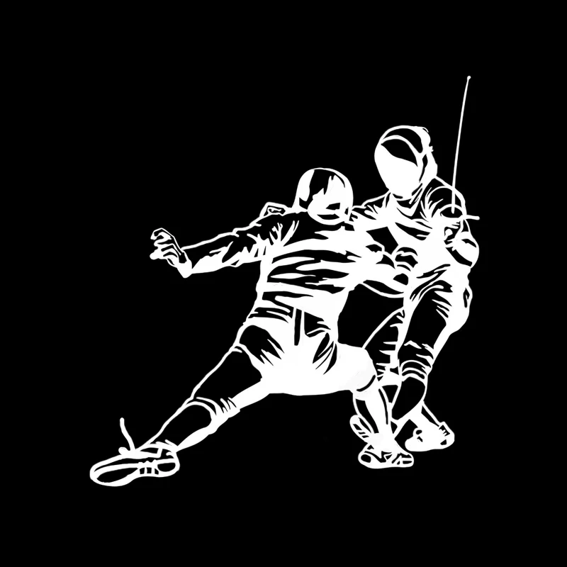 QYPF 14 2*15 см Спорт Фехтование Боевая машина стикер силуэт винил черный/серебристый